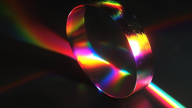 Photo a ring with a rainbow of light on it