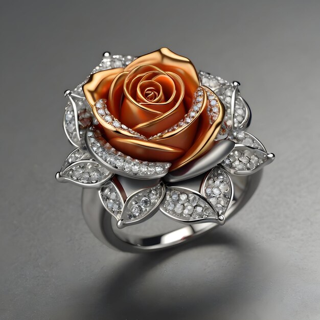 Photo a ring with a rose on it that says  6