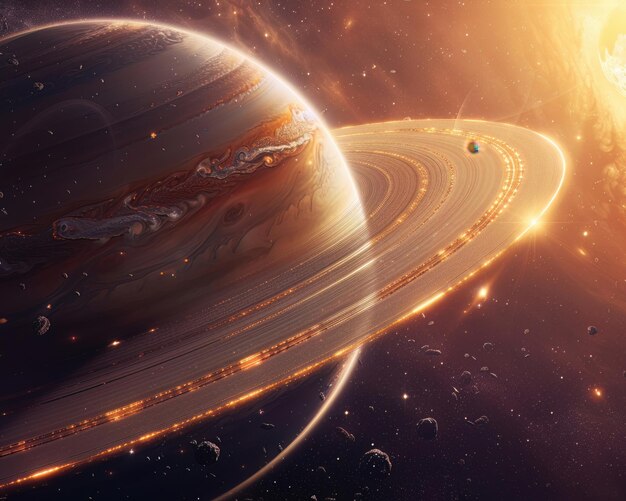 Rings of Saturn playing melodies vibrating with the music of the universe