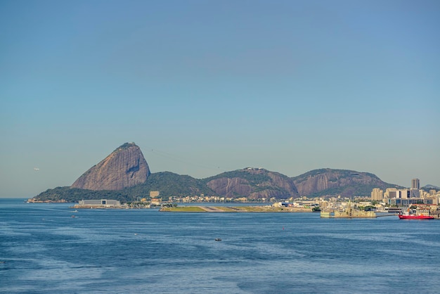 Rio de janeiro Brazil City center seen from the Rio Niteroi bridge on a sunny morning