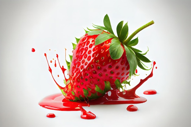 Rip strawberry on white