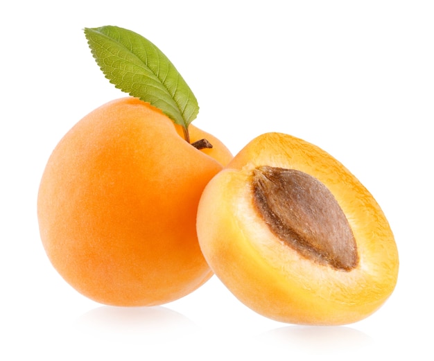 Ripe apricot isolated on white background