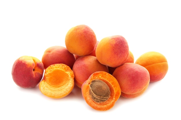 Ripe apricots fruit isolated on a white background