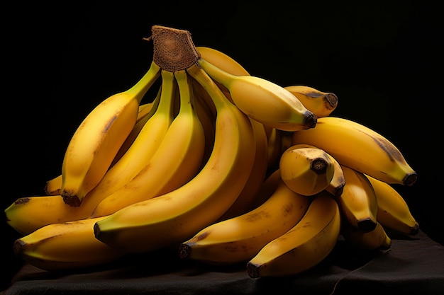 Ripe bananas displayed against a dark background natural snack fresh fruit Banana image photography