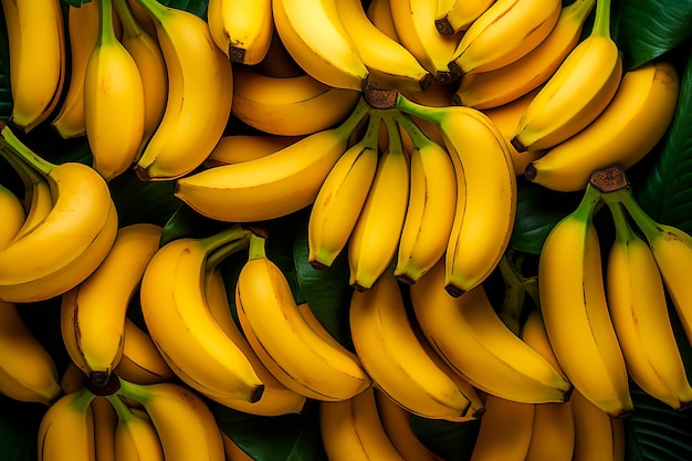 Ripe bananas Organic fresh bananas Juicy bananas Background AI generated