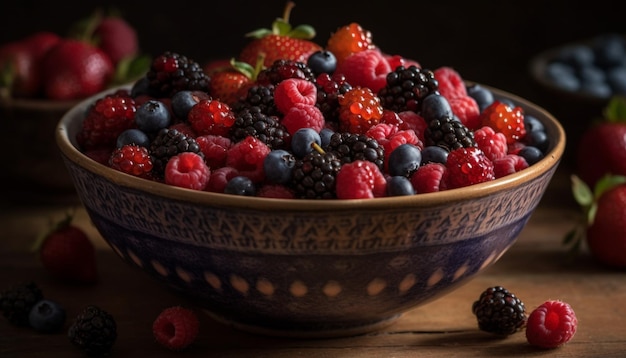 Ripe berry fruit bowl fresh from nature generated by AI