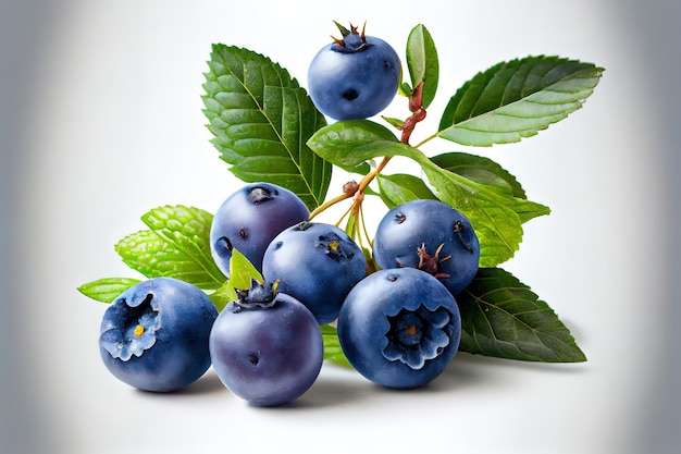 Ripe bilberries on white healthy berry summer fruit