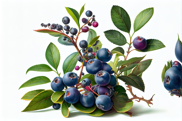 Ripe bilberries on white healthy berry summer fruit