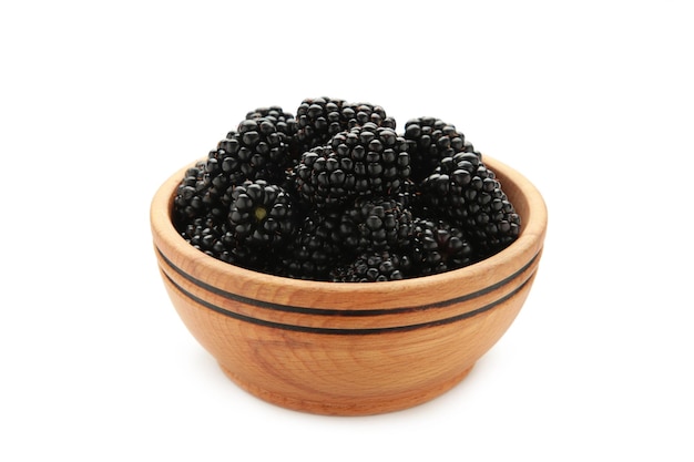 Ripe blackberries with leaves isolated background Vitamins in fresh fruits concept