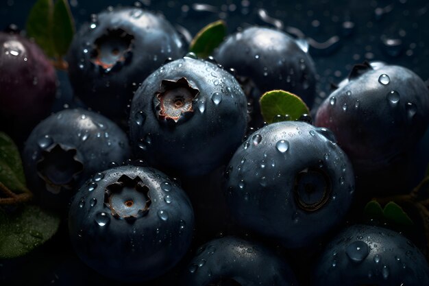 Ripe blueberries with water drops Generative AI 1