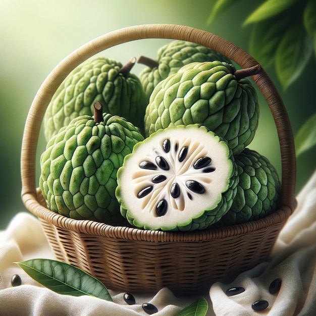 Ripe Cherimoyas in a Basket