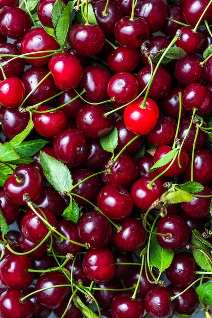 Ripe Cherry fruits close up background