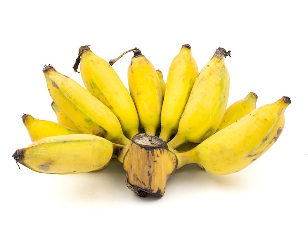 Ripe cultivated banana on a white background