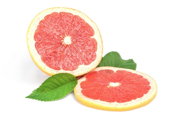 Ripe cut grapefruit and slice isolated