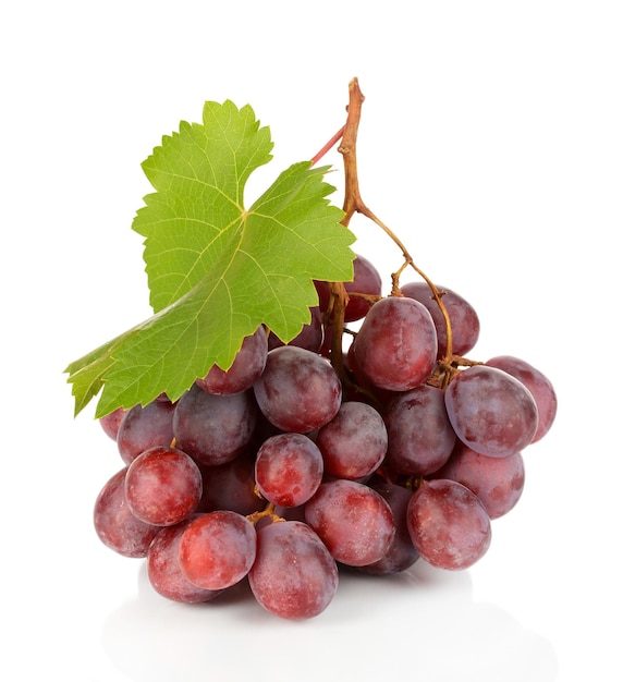 Ripe delicious grapes isolated on white