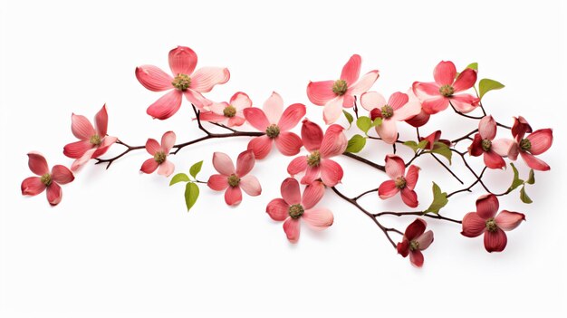 Photo ripe dogwood with leaves isolated on white background