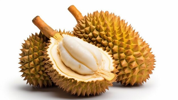 ripe durian fruit isolated on white background