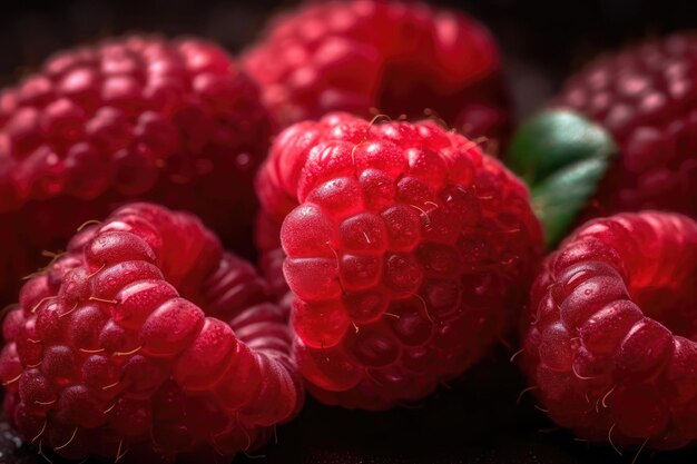 Ripe fresh raspberries as background AI generated