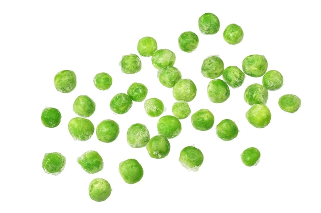 ripe frozen peas isolated on white background