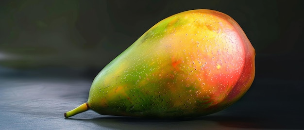 Photo a ripe golden mango with red and green accents