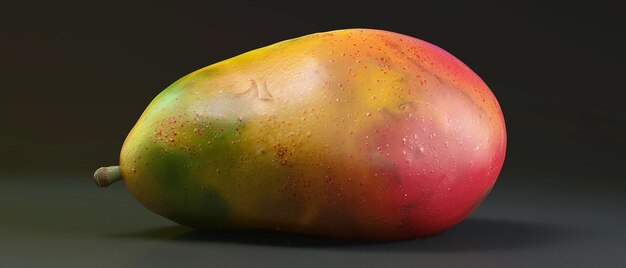 Photo a ripe golden mango with red and green accents