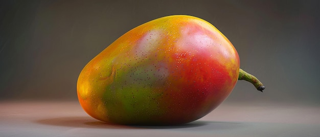 A Ripe Golden Mango with Red and Green Accents