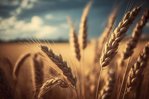 Ripe Golden Wheat Illustration AI Generative