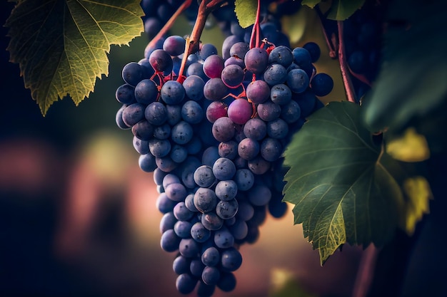 Ripe Grapes In A Vineyard Generative AIxA