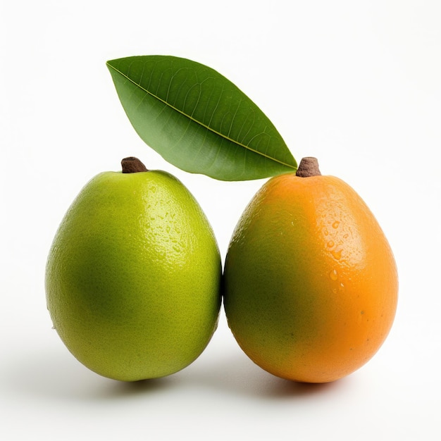 Ripe green pear isolated on the white background