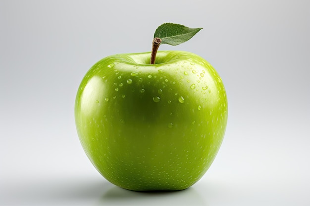 Ripe juicy green apple on a white background Generative AI