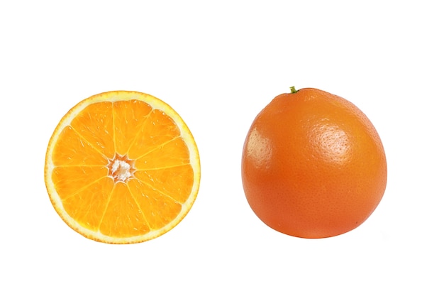 Ripe juicy orange on a white