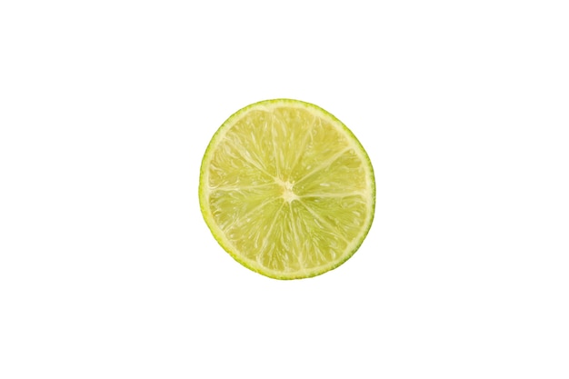 Ripe lime slice isolated on white background