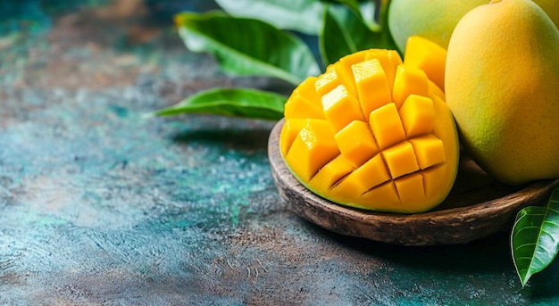 Ripe Mango Slices and Whole Mangoes Tropical Stock Image for Food Health and Recipe Projects Isolated Close up juicy Mangoes