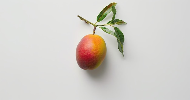 Photo ripe mango with leaves a seedless fruit on a white background