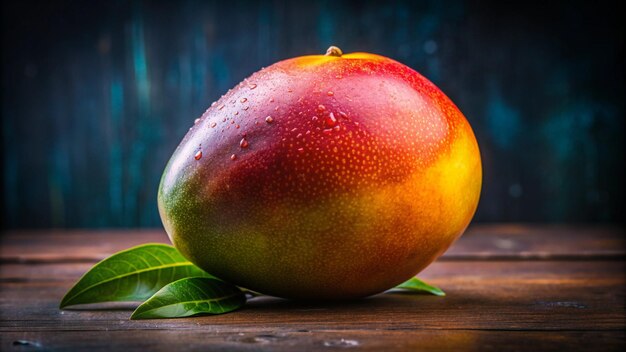 Photo a ripe mango with water drops on it