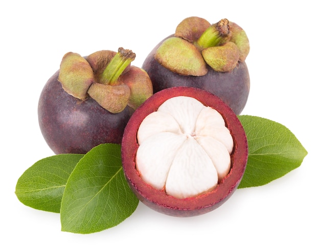 Ripe mangosteen isolated on white background