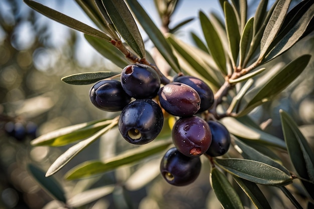 Ripe Olives on Branch