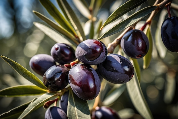 Ripe Olives on Branch