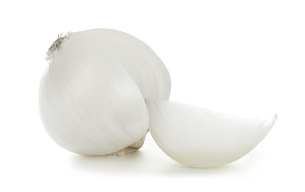 Ripe onion on white background