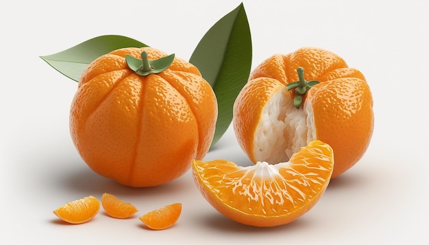 Ripe orange clementine fruits white background AI Generated