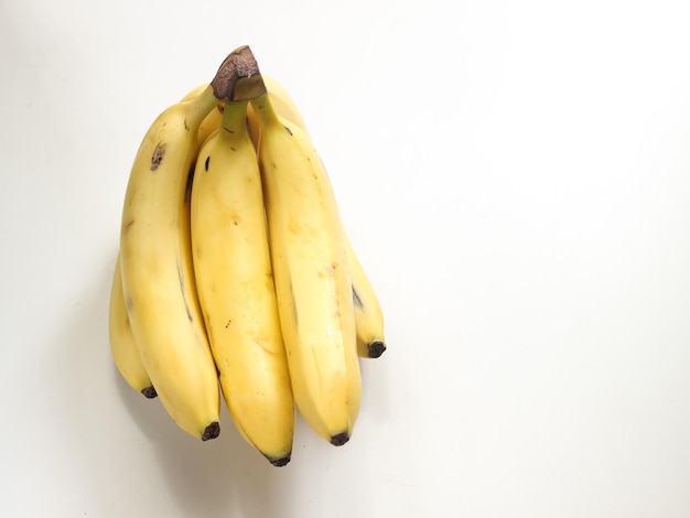 Ripe organic cavendish banana on white background with clipping path