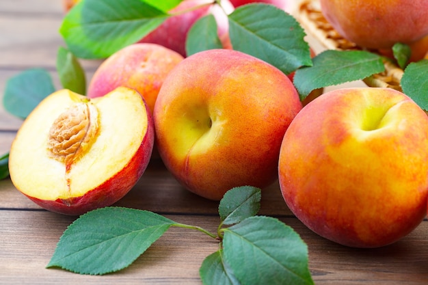 Ripe organic peaches