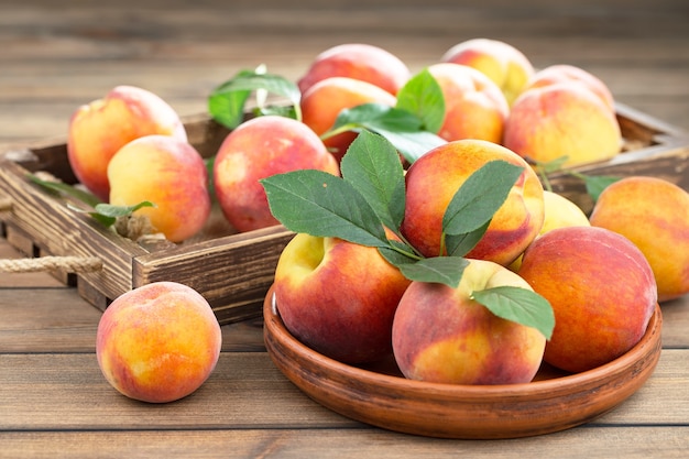 Ripe organic peaches