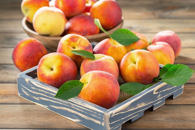 Ripe organic peaches