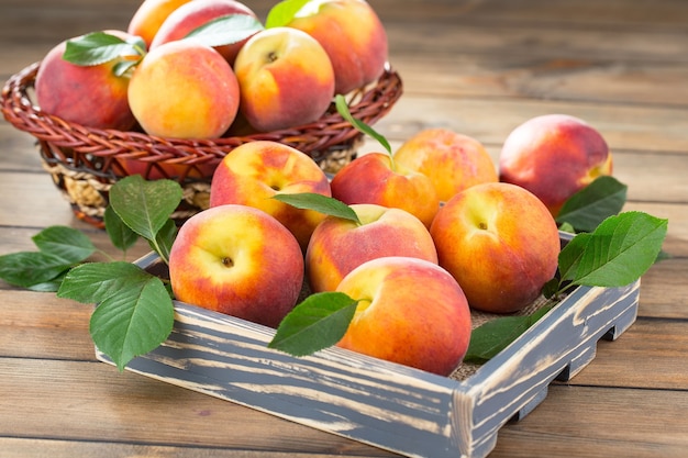 Ripe organic peaches