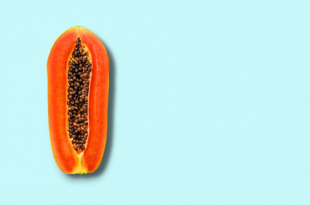 Ripe papaya isolated on white surface