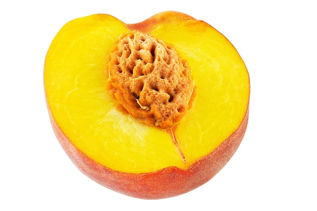 Ripe peach fruit isolated on white background cutout. full depth of field