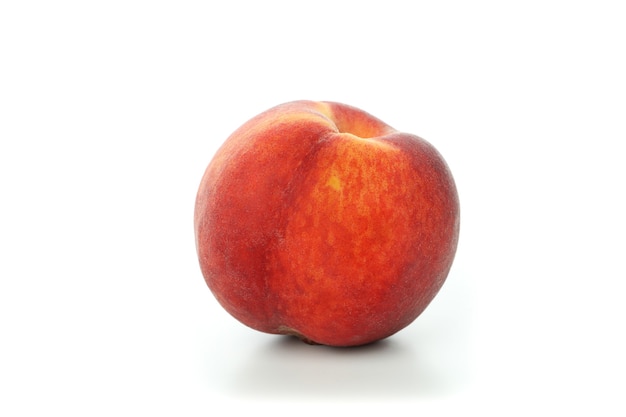 Ripe peach fruit isolated on white background