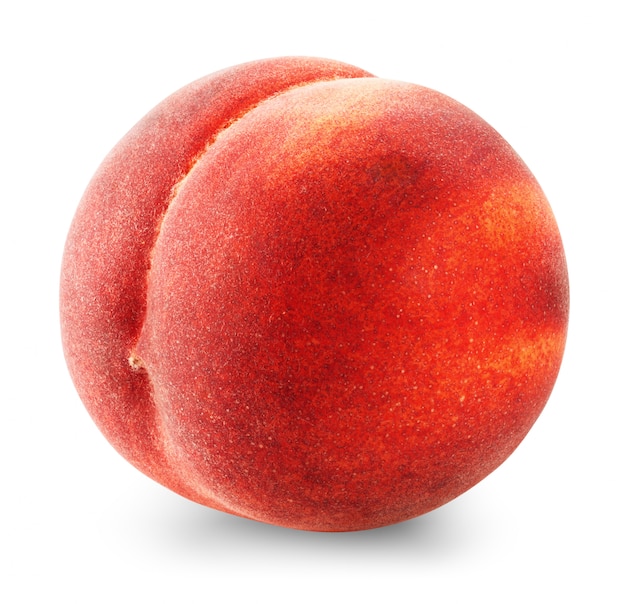 Ripe peach on a white background.