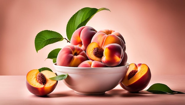 Ripe peaches in a bowl